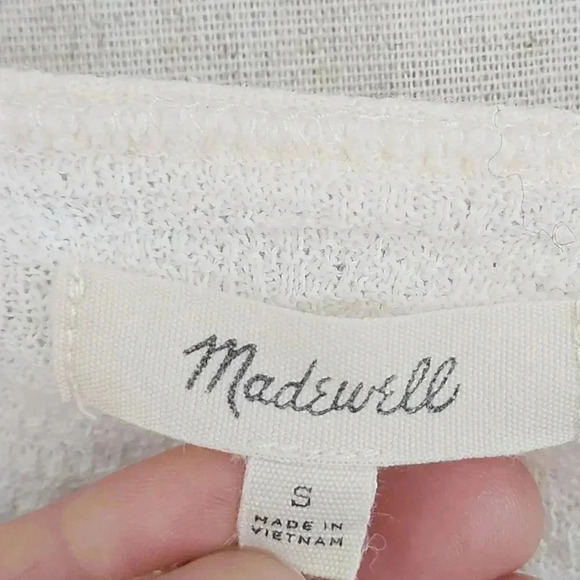 Madewell Scoop neck Short sleeve Tied Side Women's Shirt S Ivory  7993C - Picture 4 of 8